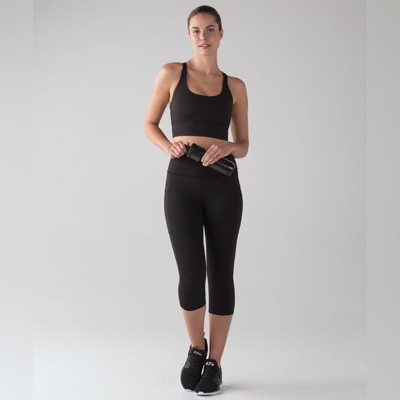 Lululemon Athletica Black Mind Over Miles Crop (17”) Leggings size 4 EUC - Picture 4 of 16